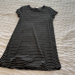striped black and white casual dress